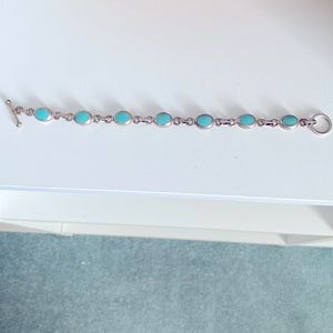 Vintage Sterling Silver and Turquoise Toggle Bracelet